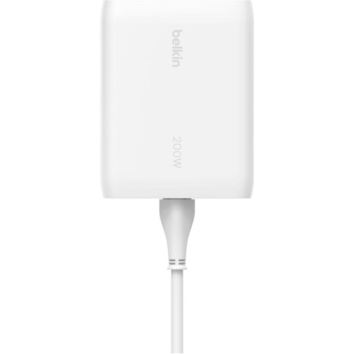 Зарядний пристрій мережевий Belkin 200Вт 4хUSB-С GAN PD PPS, білий