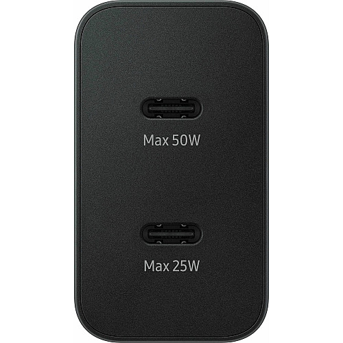 Зарядний пристрій мережевий Samsung 50Вт 2xUSB-С, кабель USB-C > USB-C, 1.8м, чорний