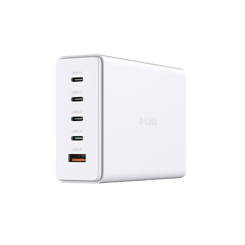 Зарядний пристрій мережевий D-Link DCF-241 240Вт GaN 4хUSB-С, 1xUSB-A, білий
