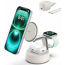Зарядний пристрій бездротовий Belkin UltraCharge Pro 3в1 Magnetic Charging Dock 25Вт, Sand