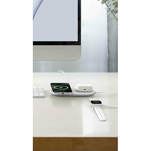 Зарядний пристрій бездротовий Belkin 2в1 15Вт Pad Qi2, білий