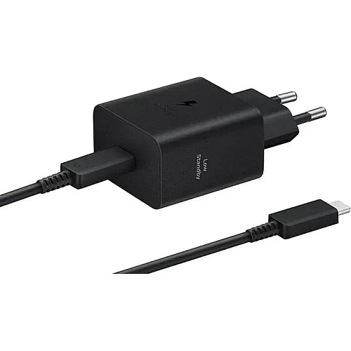 Зарядний пристрій мережевий Samsung 45Вт USB-С PD PPS, кабель USB-C > USB-C, 1.8м, чорний