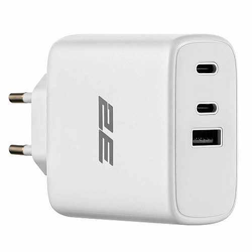 Зарядное устройство сетевое 2E 65Вт GaN 2хUSB-C/USB-A, PD/QC, белый