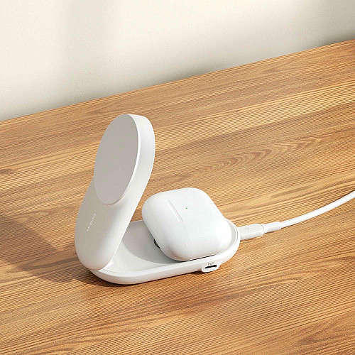 Зарядний пристрій бездротовий Belkin UltraCharge 2в1 Foldable Magnetic Charging 25Вт, білий