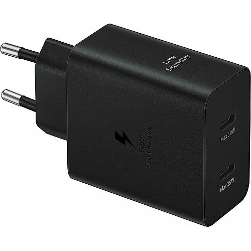 Зарядний пристрій мережевий Samsung 50Вт 2xUSB-С, кабель USB-C > USB-C, 1.8м, чорний