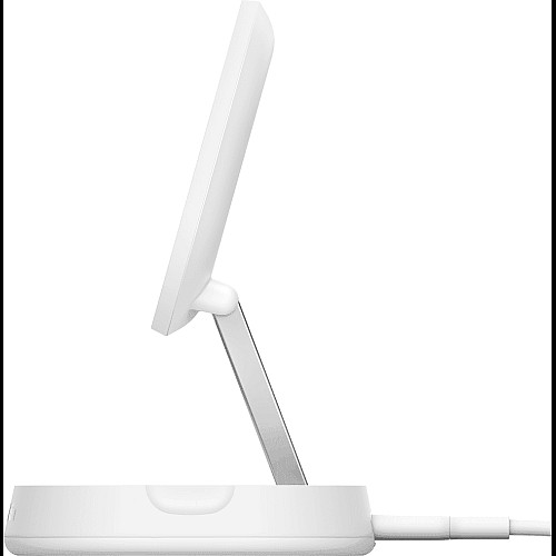 Зарядний пристрій бездротовий Belkin 15Вт Magnetic Stand Qi2, адаптер 20Вт USB-C, білий