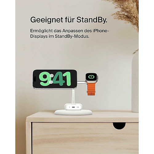 Зарядний пристрій бездротовий Belkin 3в1 Magnetic Adjustable Pad Qi2 15Вт, білий
