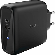 Зарядний пристрій мережевий Trust Maxo 65Вт, 2xUSB-C PD, чорний