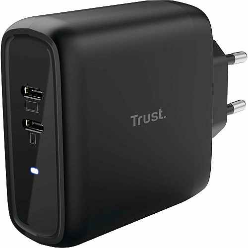 Зарядний пристрій мережевий Trust Maxo 65Вт, 2xUSB-C PD, чорний