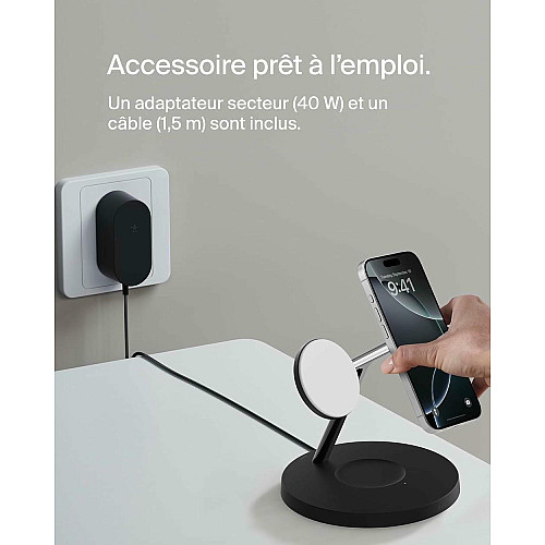 Зарядний пристрій бездротовий Belkin 3в1 Magnetic Pad Qi2 15Вт, чорний