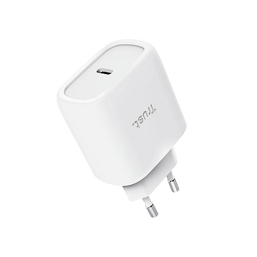 Зарядний пристрій мережевий Trust Maxo 45Вт, GaN, USB-C PD/PPS, білий