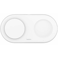 Зарядний пристрій бездротовий Belkin 2в1 15Вт Pad Qi2, білий