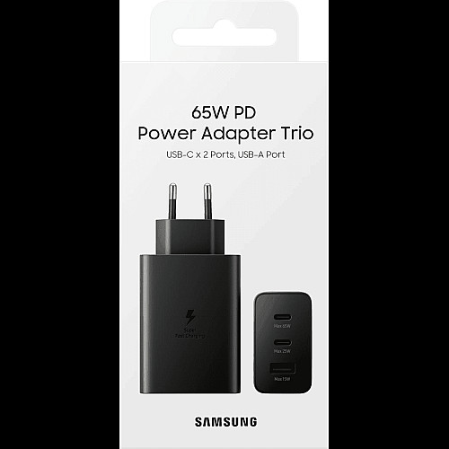 Зарядний пристрій мережевий Samsung 65Вт 2xUSB-С PD PPS/USB-A, чорний