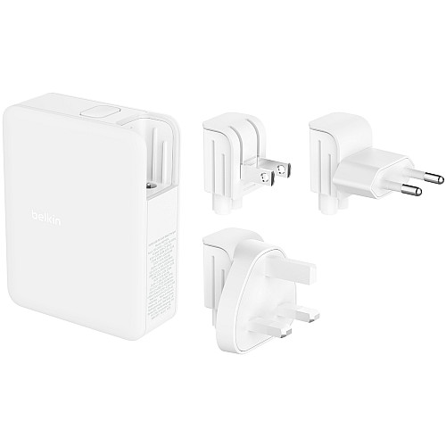 Зарядний пристрій мережевий Belkin 140Вт 3хUSB-С GAN PD PPS, USB-A, білий