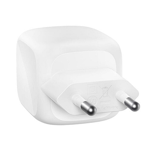 Зарядное устройство сетевое Belkin 50Вт 2хUSB-С GAN PD PPS, кабель USB-С > USB-C, 1м, белый