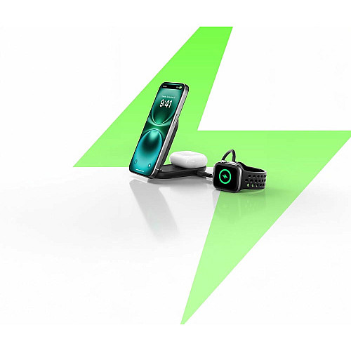 Зарядное устройство для беспроводной связи Belkin UltraCharge 2в1 Foldable Magnetic Charging 25Вт, черный