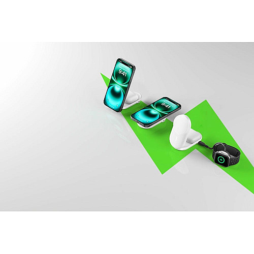 Зарядний пристрій бездротовий Belkin UltraCharge 2в1 Foldable Magnetic Charging 25Вт, білий