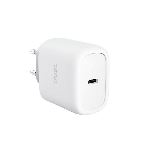 Зарядний пристрій мережевий Trust Maxo 45Вт, GaN, USB-C PD/PPS, білий