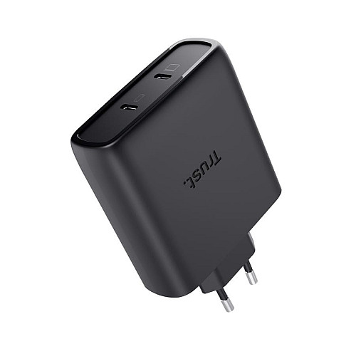 Зарядний пристрій мережевий Trust Maxo 100Вт, GaN, 2xUSB-C ,PD/PPS, чорний