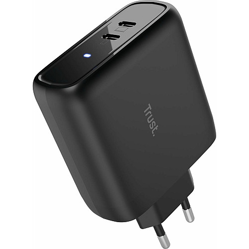 Зарядний пристрій мережевий Trust Maxo 65Вт, 2xUSB-C PD, чорний