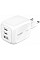 Зарядний пристрій мережевий Belkin 70Вт 2хUSB-С/USB-A GAN PD PPS, білий