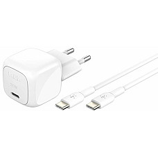 Зарядний пристрій мережевий Belkin 30Вт USB-С PD PPS, кабель USB-С > USB-C, 1м, PVC, білий