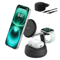 Зарядное устройство для беспроводной связи Belkin UltraCharge Pro 3в1 Magnetic Charging Dock 25Вт, Charcoal