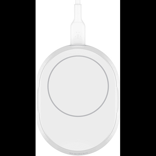 Зарядний пристрій бездротовий Belkin 15Вт Magnetic Stand Qi2, адаптер 20Вт USB-C, білий