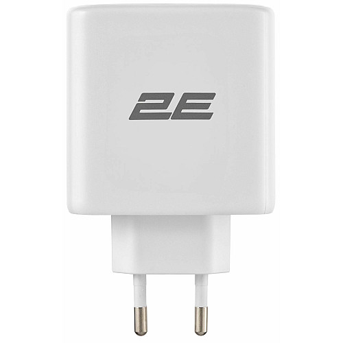 Зарядное устройство сетевое 2E 65Вт GaN 2хUSB-C/USB-A, PD/QC, белый