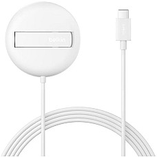 Зарядний пристрій бездротовий Belkin UltraCharge Magnetic Kickstand 15Вт, білий