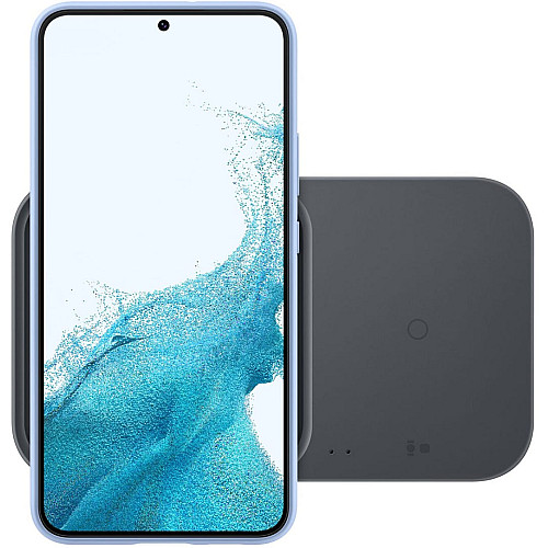 Зарядное устройство беспроводное Samsung Duo 15Вт с блоком питания, серый темный