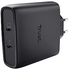 Зарядний пристрій мережевий Trust Maxo 100Вт, GaN, 2xUSB-C ,PD/PPS, чорний