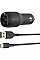 Зарядний пристрій автомобільний Belkin 24Вт 2хUSB-A, кабель USB-A > USB-C, 1м, чорний