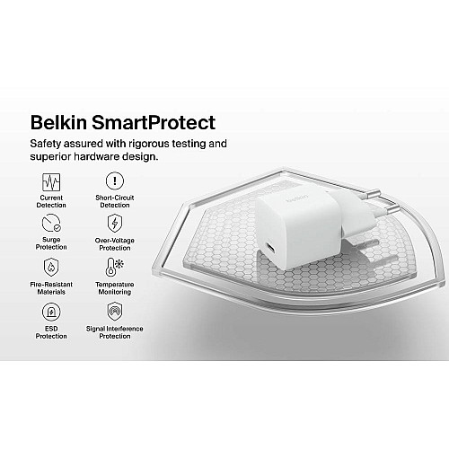 Зарядний пристрій мережевий Belkin 25Вт USB-С PD PPS, білий