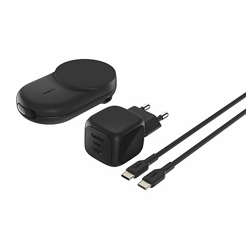 Зарядное устройство для беспроводной связи Belkin UltraCharge 2в1 Foldable Magnetic Charging 25Вт, черный