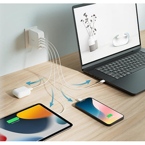 Зарядний пристрій мережевий D-Link DCF-141 140Вт GaN 3хUSB-С, 1xUSB-A, білий