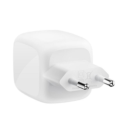 Зарядное устройство сетевое Belkin 67Вт 2хUSB-С GAN PD PPS, кабель USB-С > USB-C, 2м, белый