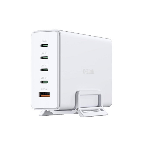 Зарядний пристрій мережевий D-Link DCF-241 240Вт GaN 4хUSB-С, 1xUSB-A, білий
