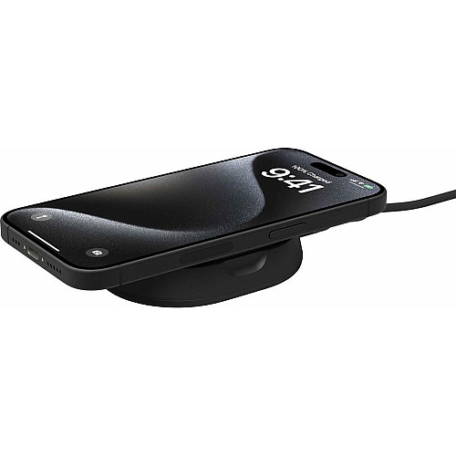 Зарядний пристрій бездротовий Belkin 15Вт Magnetic Stand Qi2, адаптер 20Вт USB-C, чорний