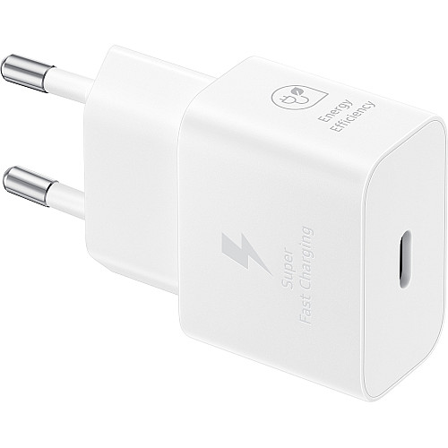 Зарядний пристрій мережевий Samsung 25Вт USB-С, кабель USB-C > USB-C, 1м, білий