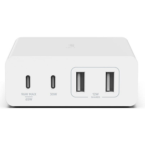 Зарядний пристрій мережевий Belkin 108Вт 2хUSB-С GAN PD PPS/2хUSB-A, білий