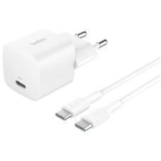 Зарядний пристрій мережевий Belkin 25Вт USB-С PD PPS, кабель USB-С > USB-C, 1м, PVC, білий