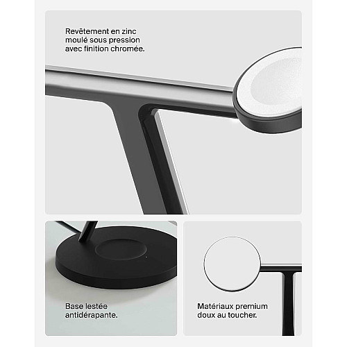 Зарядний пристрій бездротовий Belkin 3в1 Magnetic Pad Qi2 15Вт, чорний