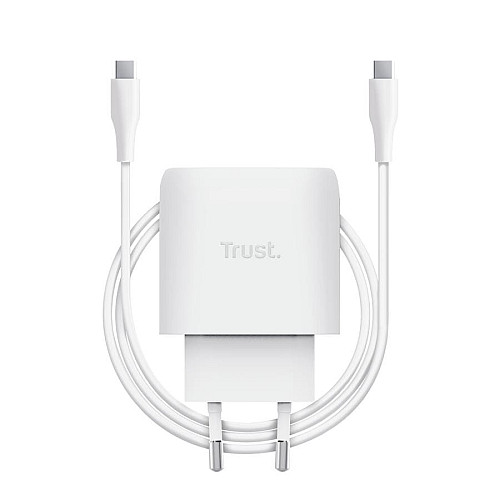 Зарядний пристрій мережевий Trust Maxo 45Вт, GaN, USB-C PD/PPS, білий