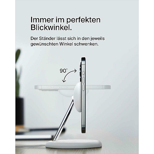 Зарядний пристрій бездротовий Belkin 3в1 Magnetic Adjustable Pad Qi2 15Вт, білий