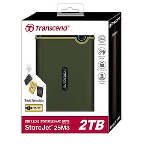 Портативный жесткий диск Transcend 2TB USB 3.1 StoreJet 25M3 Зеленый