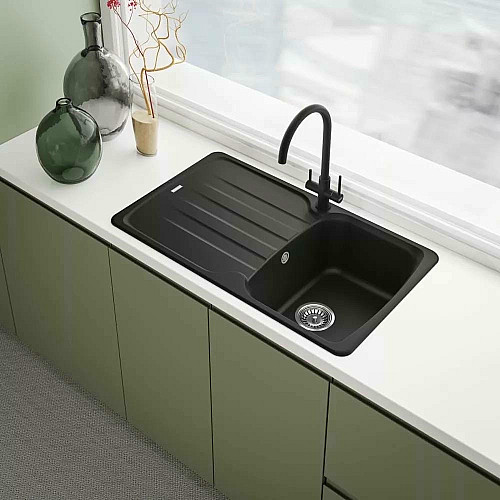 Смеситель для кухни Franke Lina Clear Water, длина излива - 216 мм, поворотный, 1+1 фильтр, черный матовый