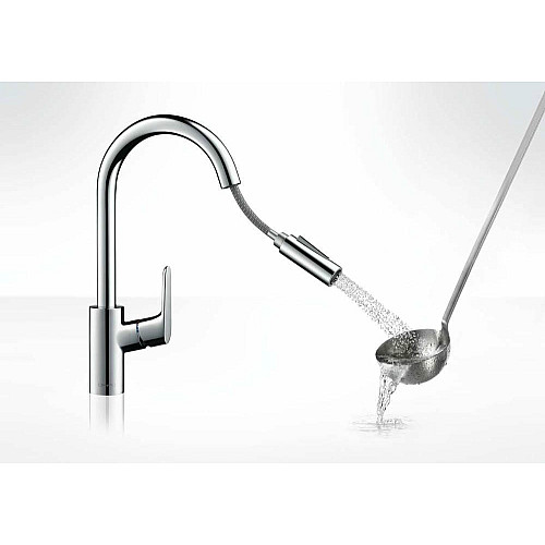 Смеситель для кухни Hansgrohe Focus, длина излива - 235мм, вытяжной, 1рычаг, KM240, хром