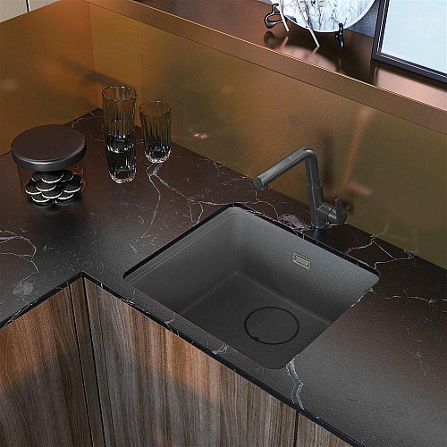 Смеситель для кухни Deante Silia, дл.излива - 233мм, поворотный, вытяжной, 1рычаг, титан
