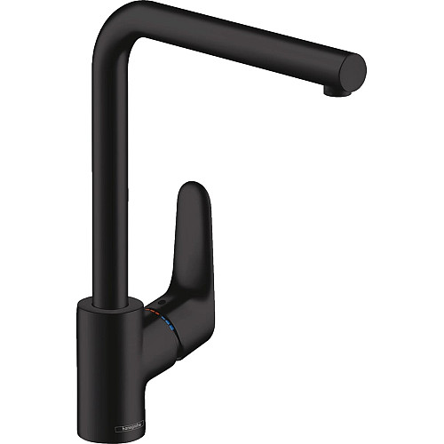 Смеситель для кухни Hansgrohe Focus, длина излива - 237мм, поворотный, 1рычаг, KM280, матовый черный